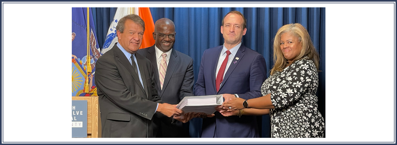 (L-R C.E. George Latimer, Dpty. C.E. Ken Jenkins, Board Chair Vedat Gashi, Leg. Jewel Williams-Johnson)