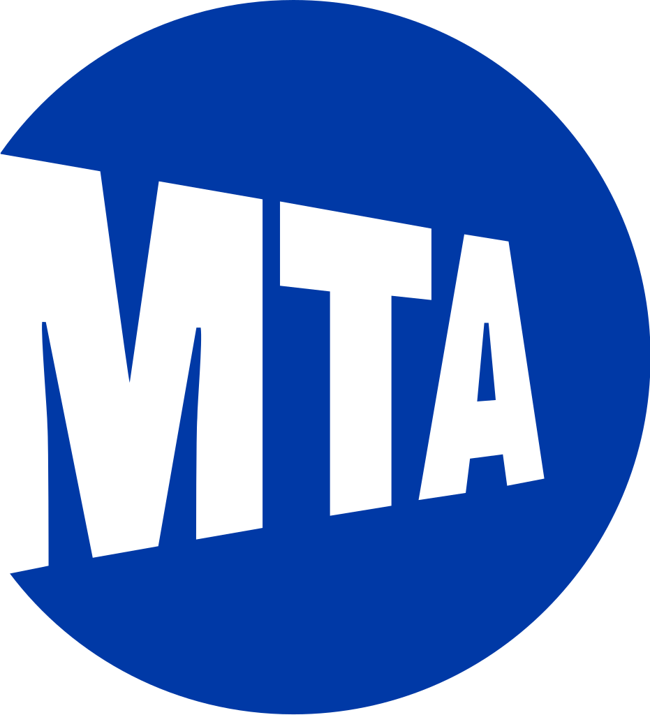 Blue circle with white bold letters 'MTA,' representing the Metropolitan Transportation Authority logo.
