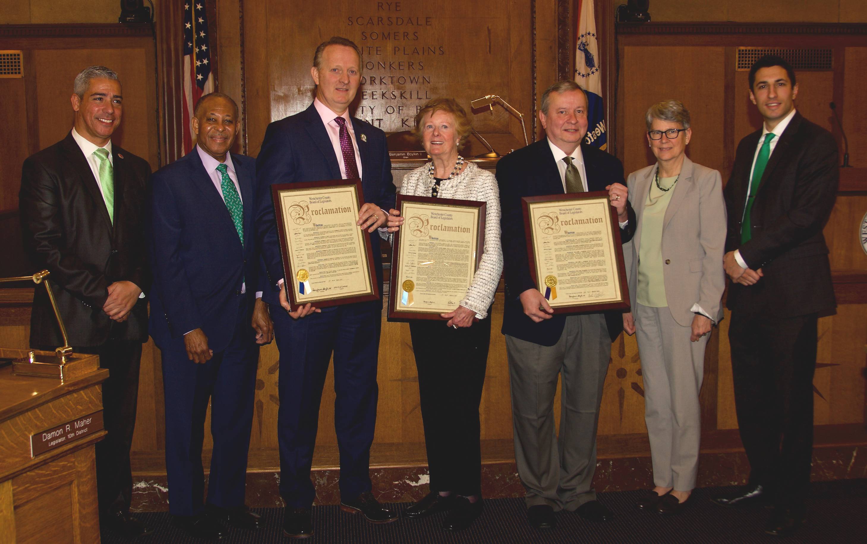 Leg. Colin D. Smith; Board Chair Ben Boykin; honorees Thomas G. Tuffy, Claire O’Gara Grimes & William J. Powers; Leg. Kitley S. Covill and Leg. David J. Tubiolo