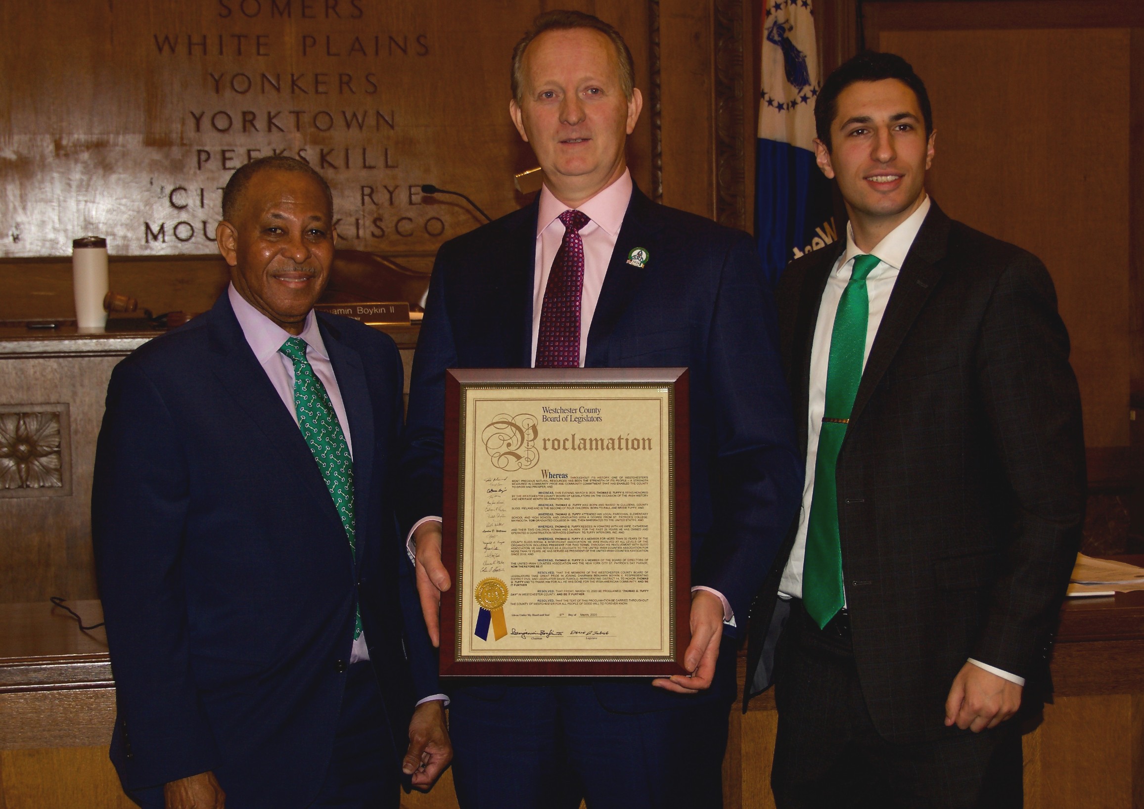 Board Chair Ben Boykin, Thomas G. Tuffy, Leg. David J. Tubiolo