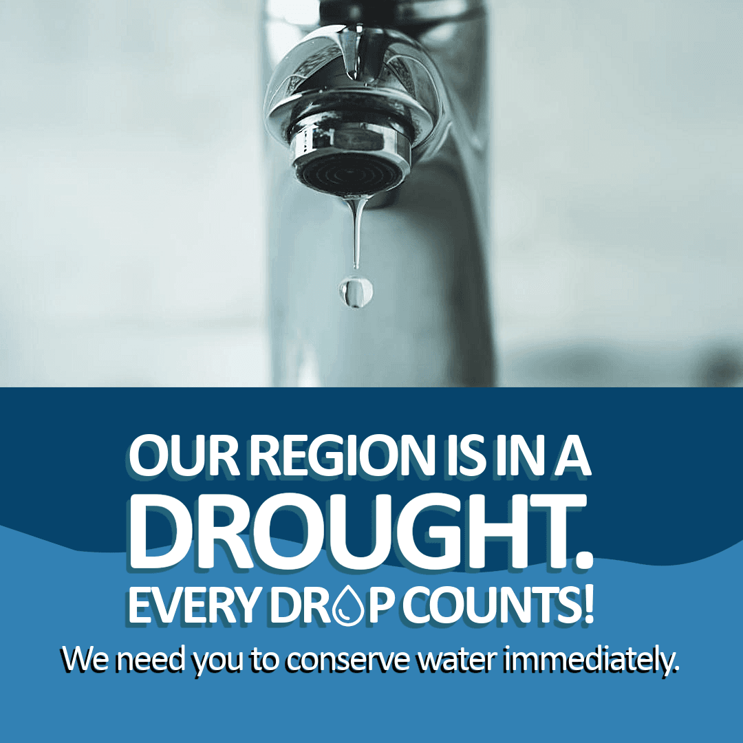 image of faucet with dripping water and text