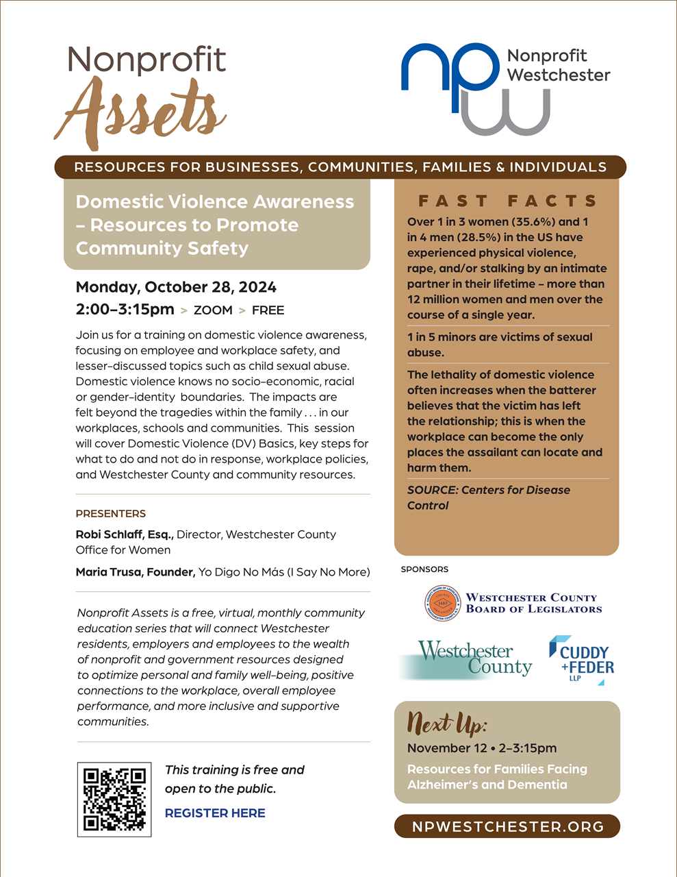NonProfit Westchester flyer with text